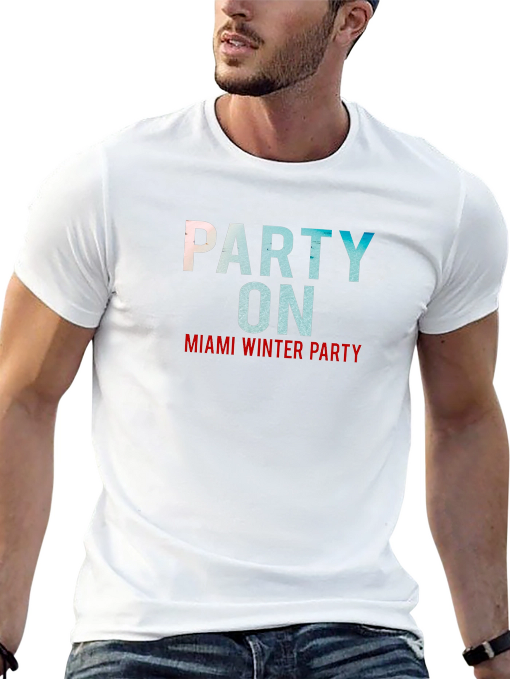 Miami Winter Party Black Graphic Tee