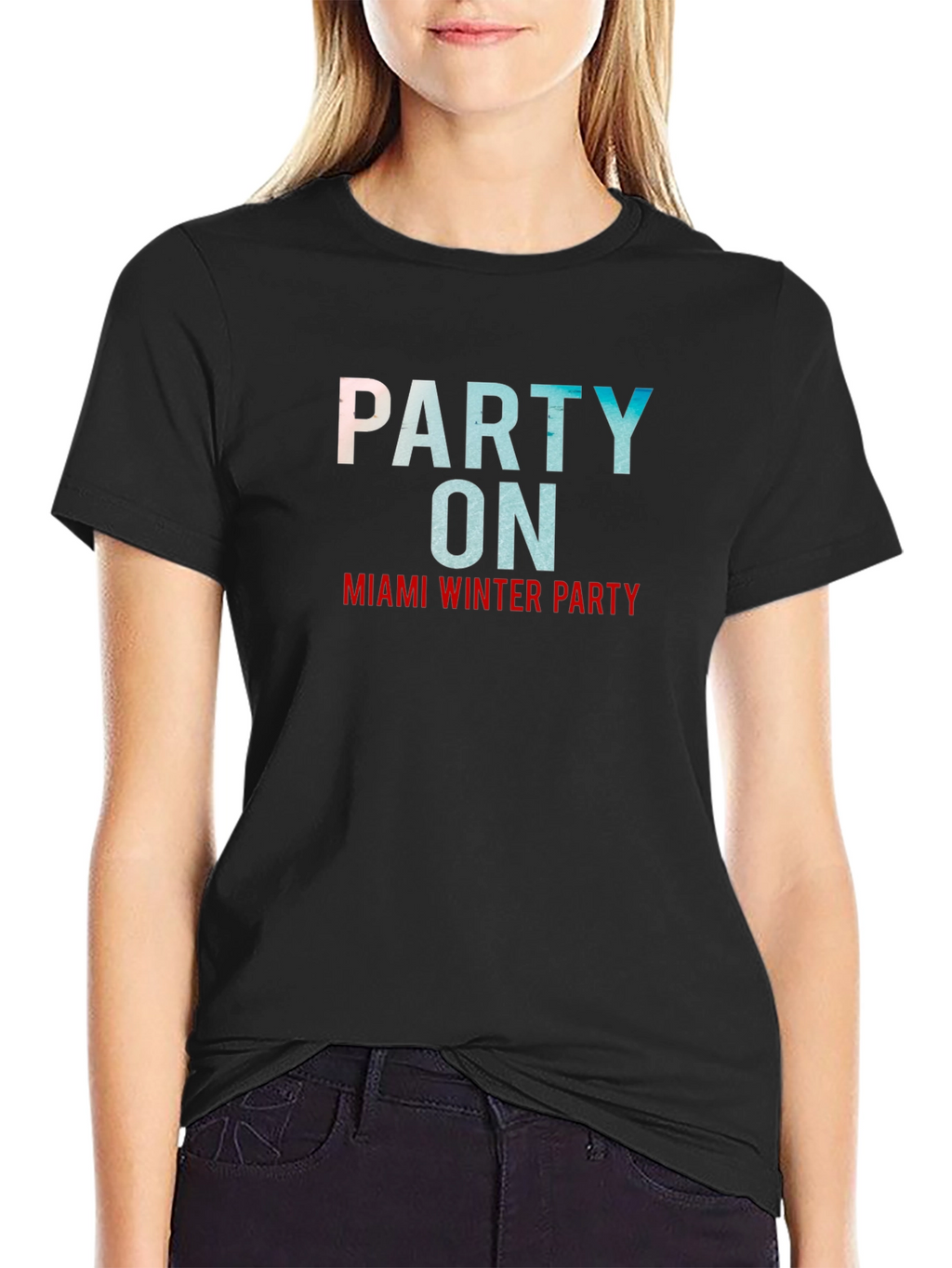 Miami Winter Party Black Graphic Tee