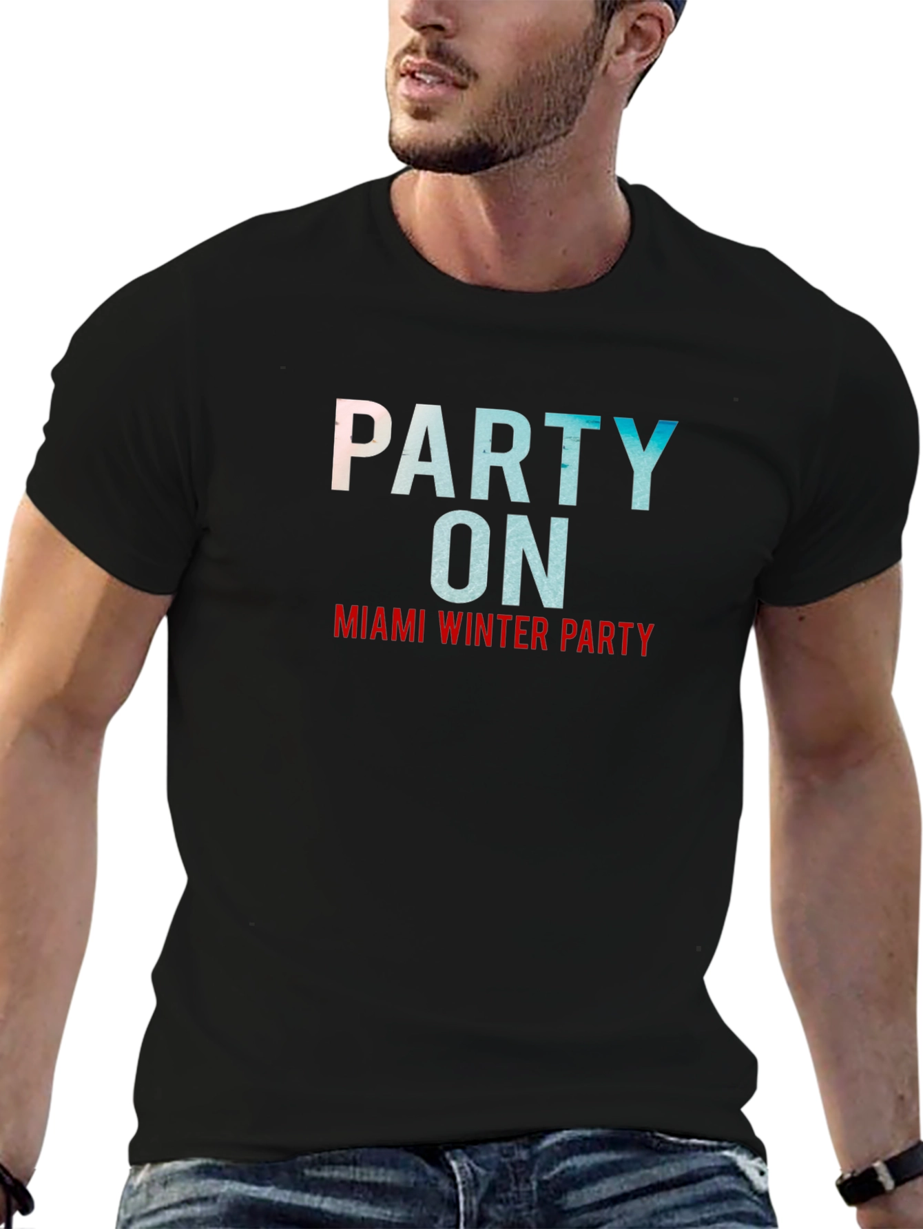 Miami Winter Party Black Graphic Tee