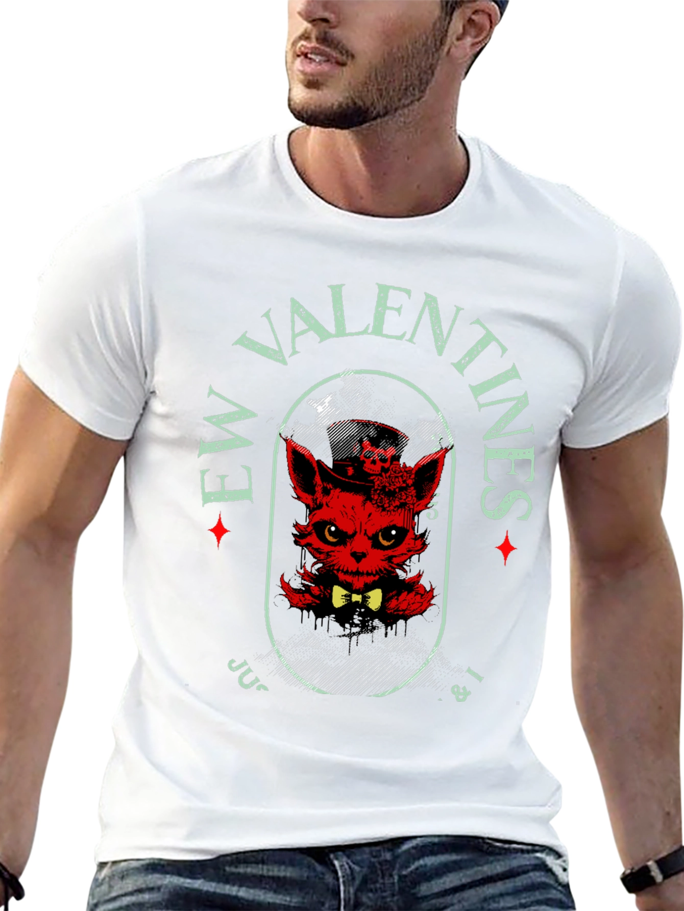 Evil Valentines T-Shirt - Red Devilish Cat Design