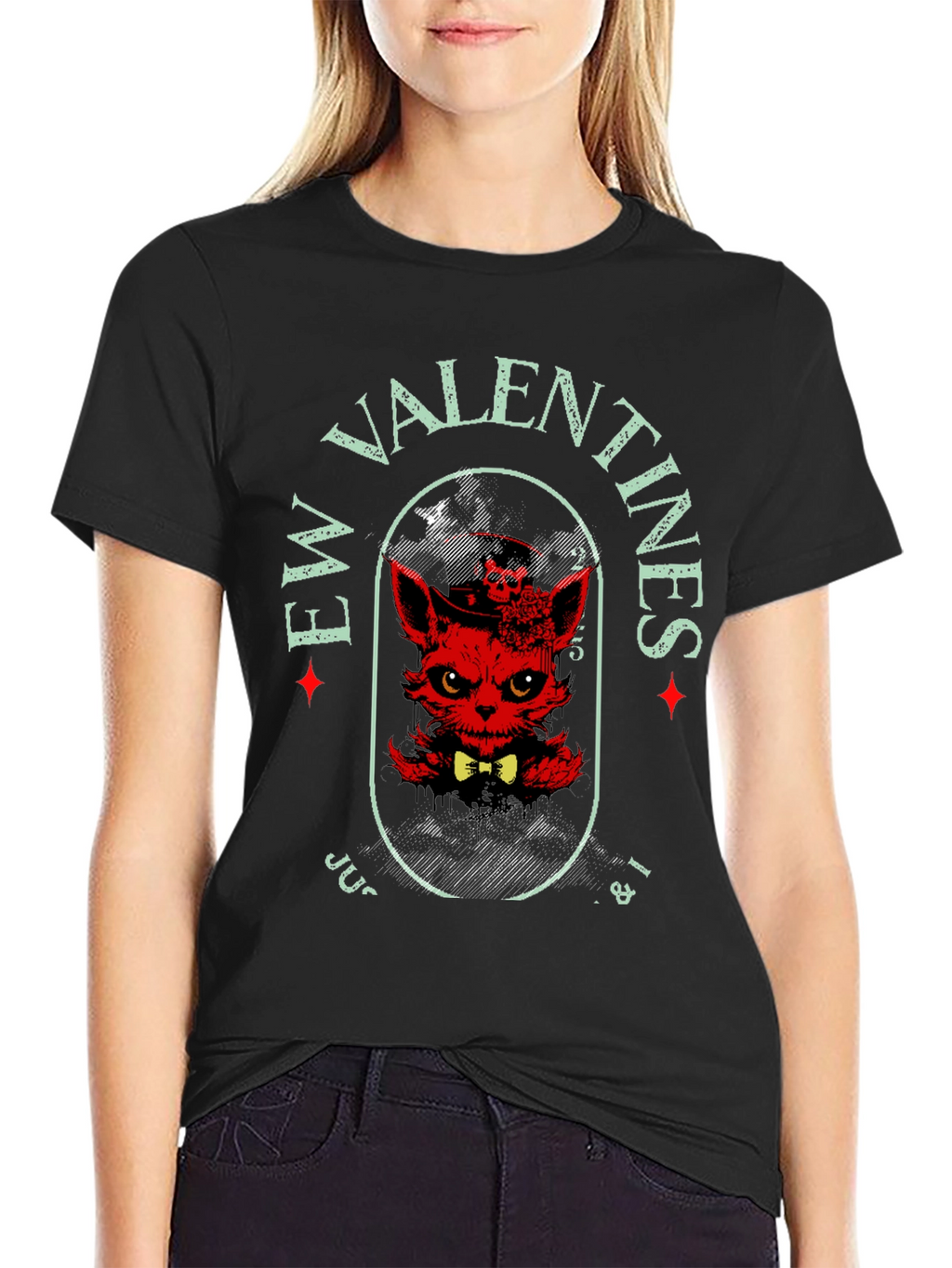 Evil Valentines T-Shirt - Red Devilish Cat Design