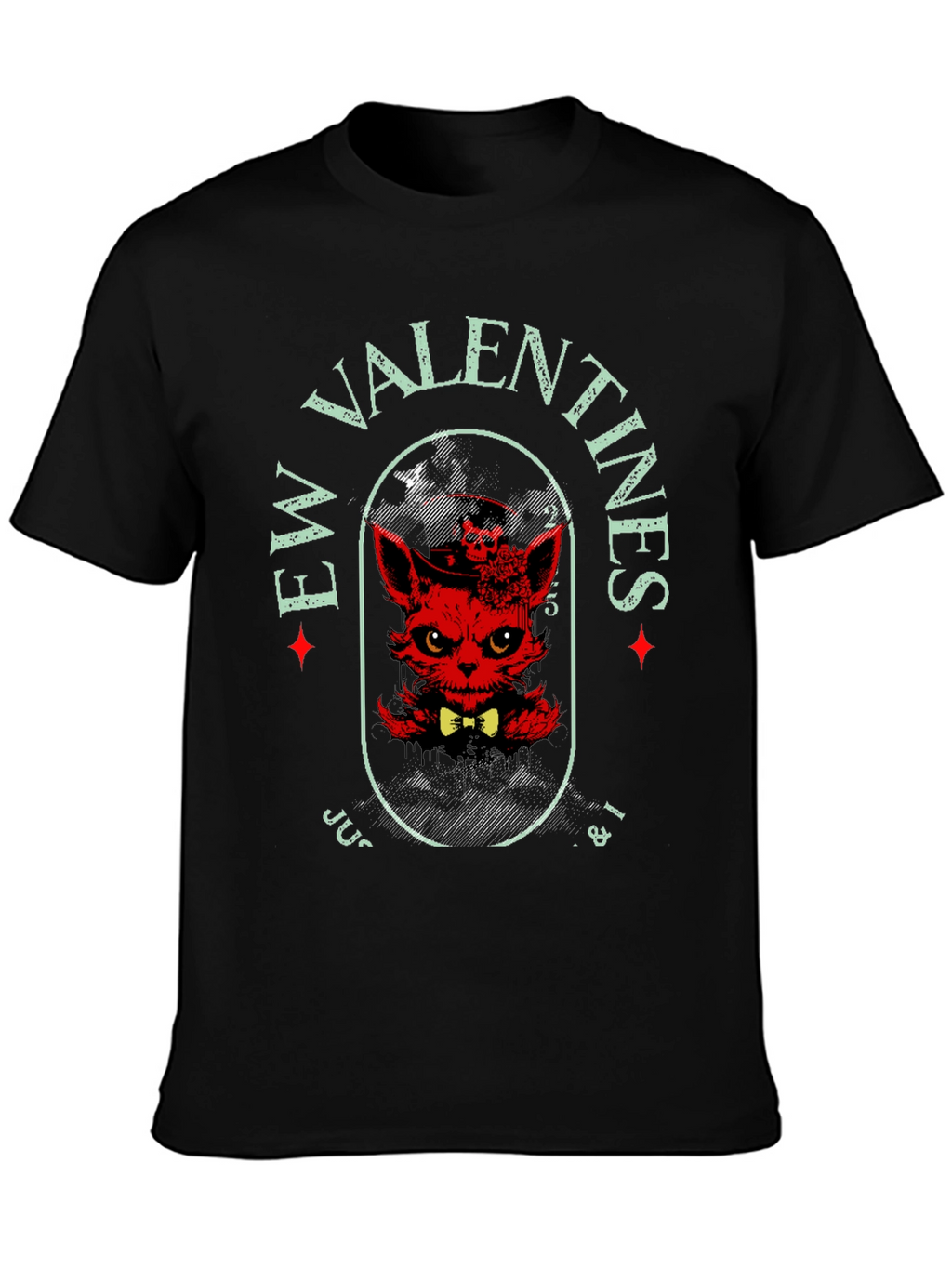 Evil Valentines T-Shirt - Red Devilish Cat Design