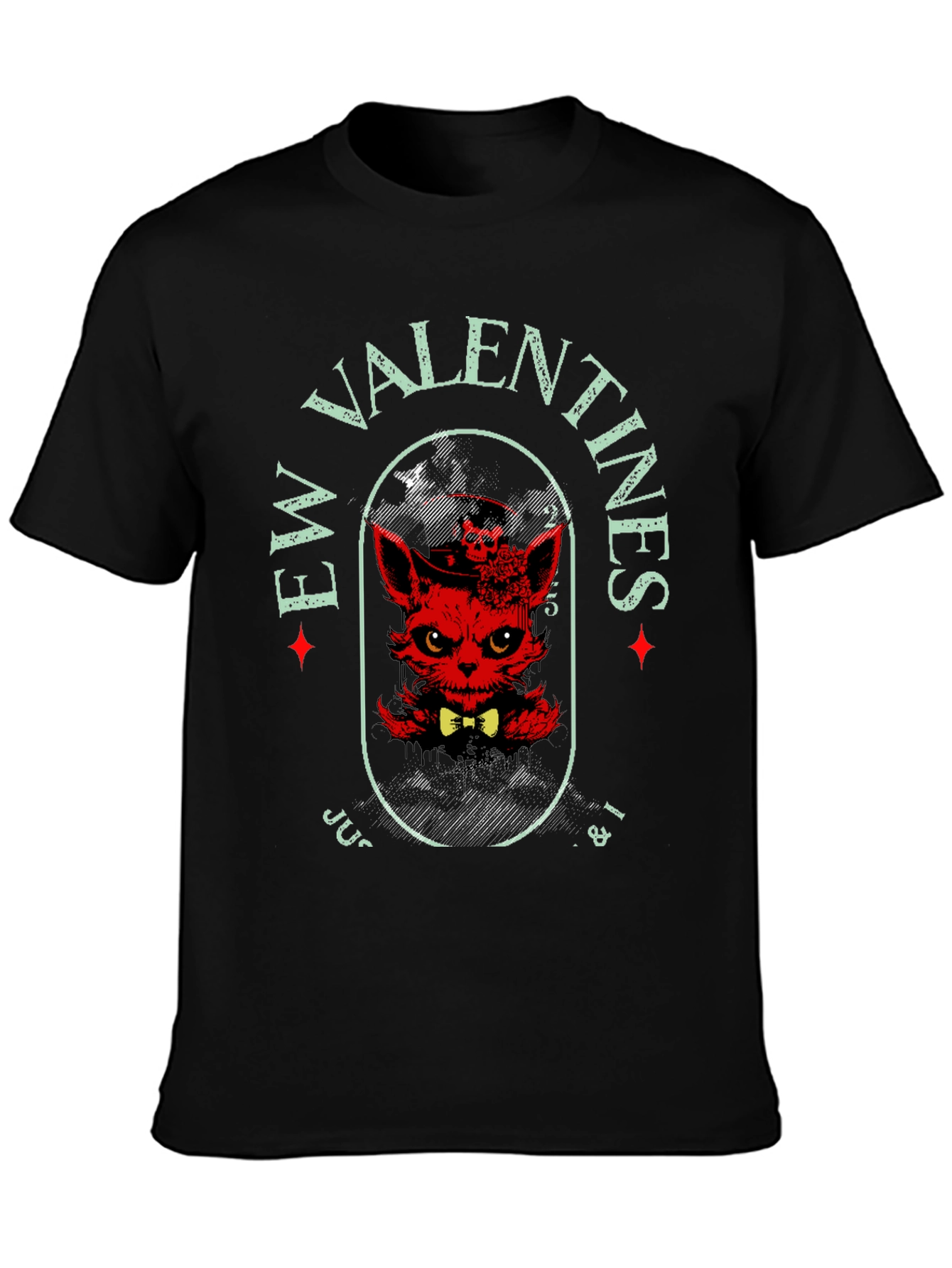 Evil Valentines T-Shirt - Red Devilish Cat Design