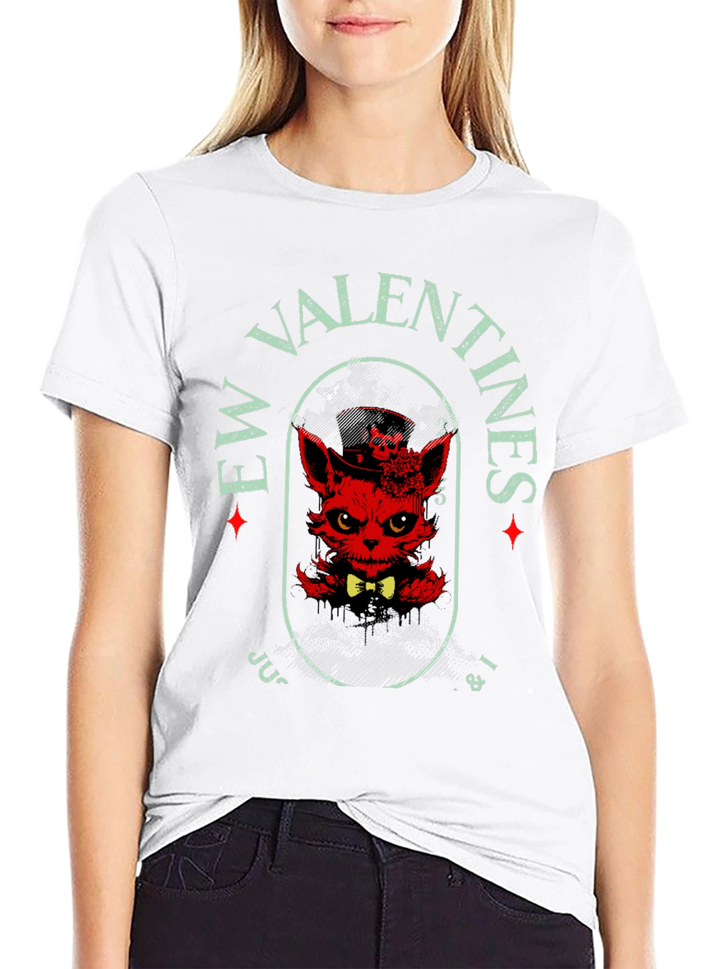 Evil Valentines T-Shirt - Red Devilish Cat Design