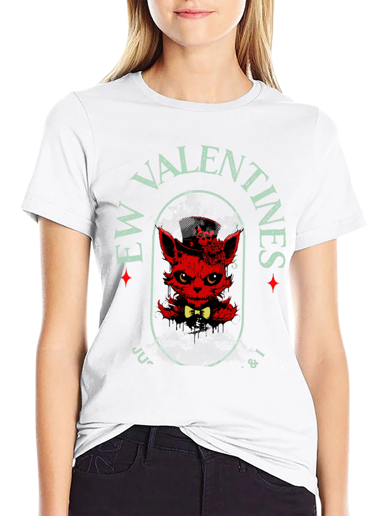 Evil Valentines T-Shirt - Red Devilish Cat Design