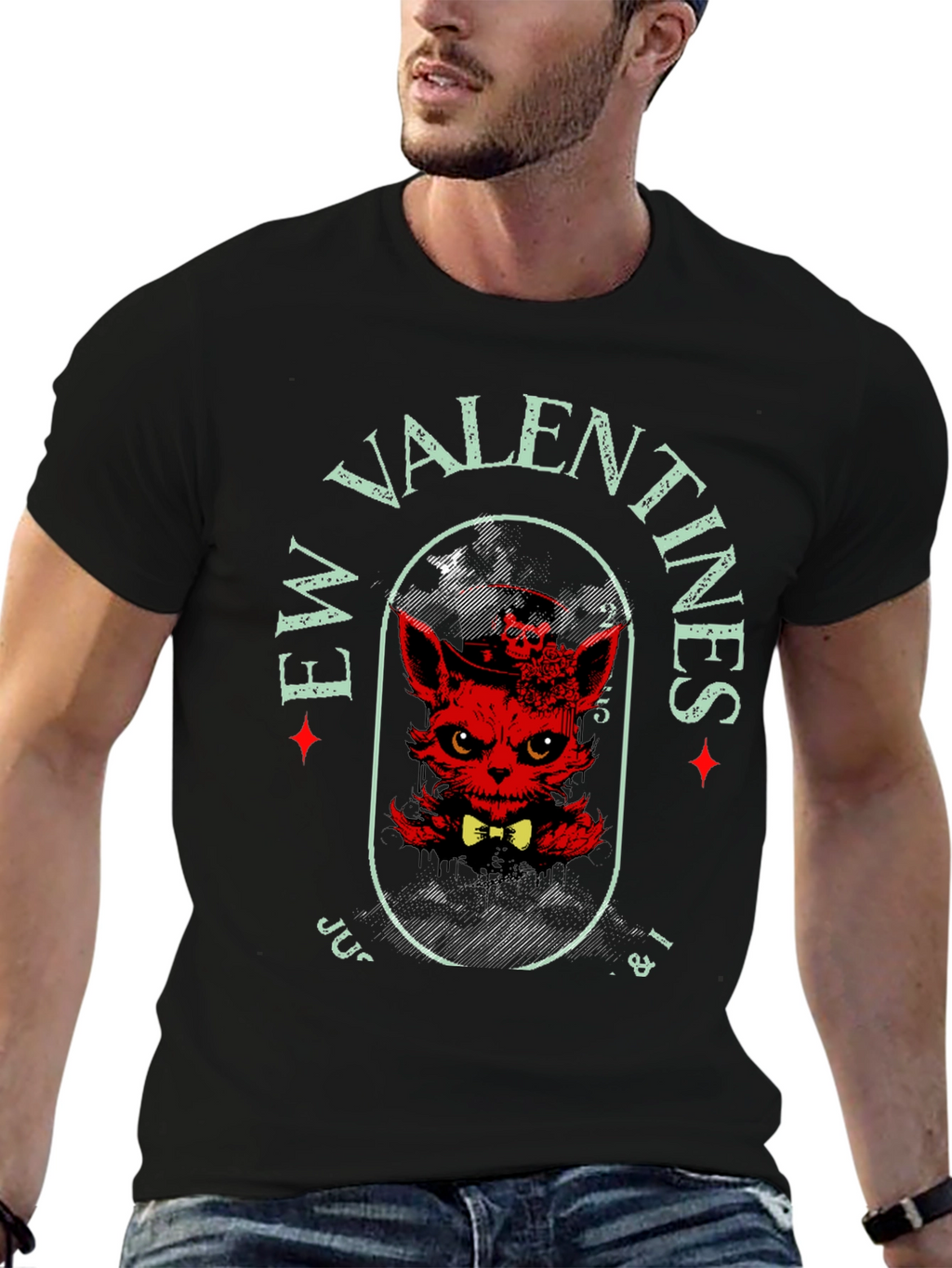 Evil Valentines T-Shirt - Red Devilish Cat Design