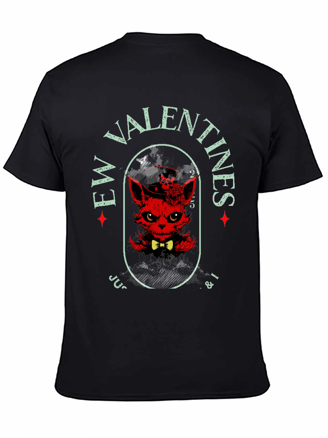 Evil Valentines T-Shirt - Red Devilish Cat Design