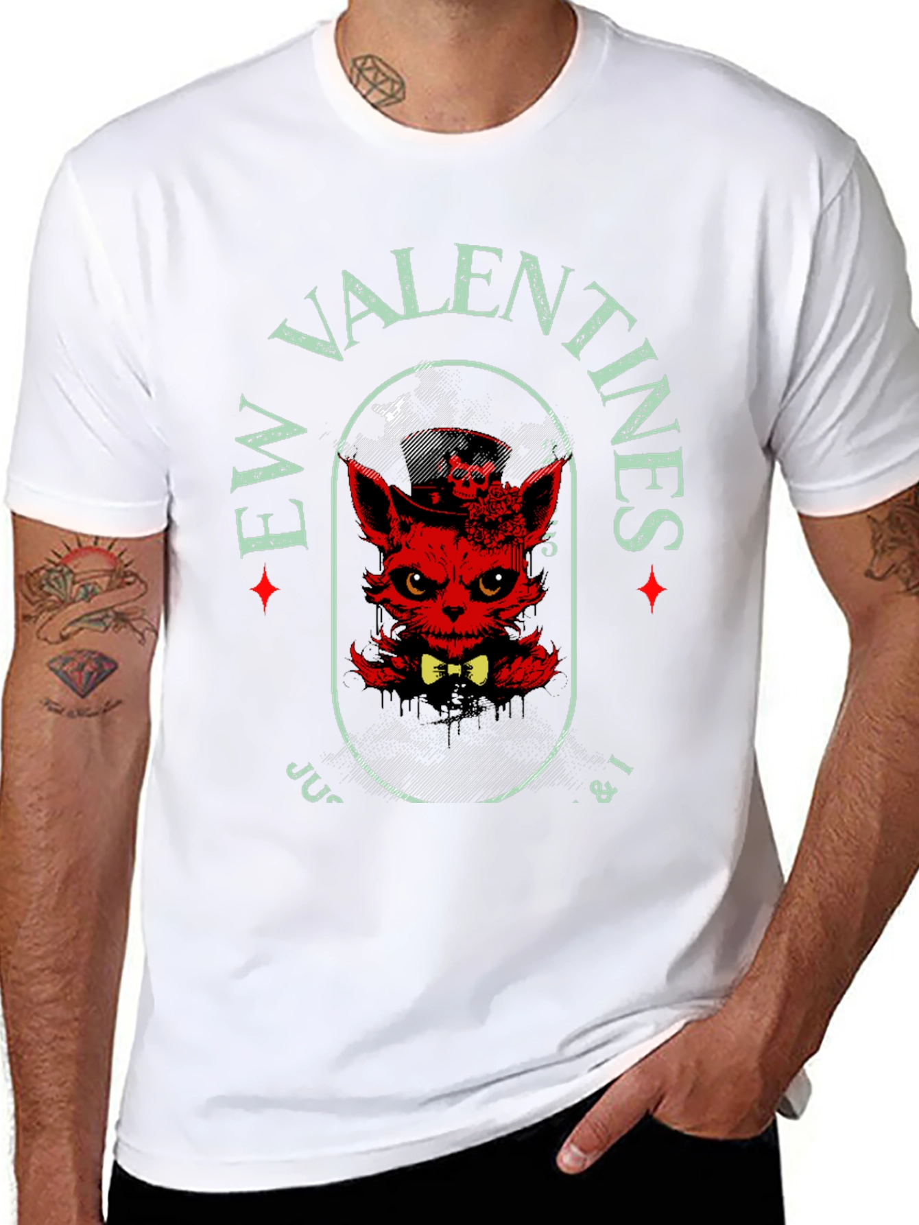 Evil Valentines T-Shirt - Red Devilish Cat Design