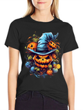 Halloween Pumpkin Witch Hat T-Shirt