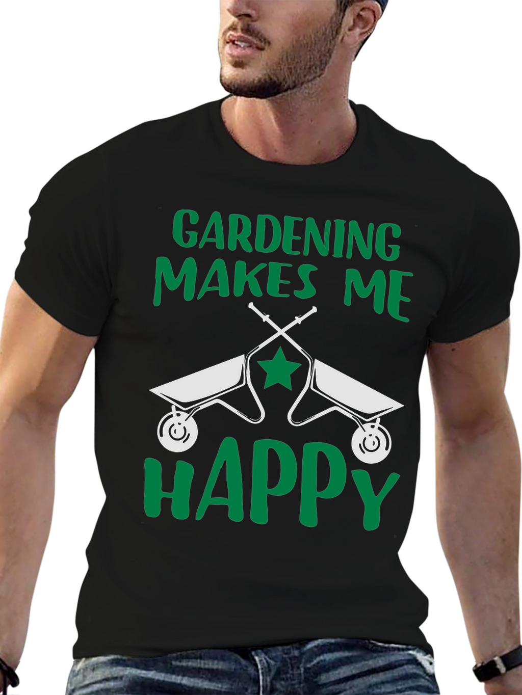 Gardening Makes Me Happy T-Shirt Funny Gardener Tee