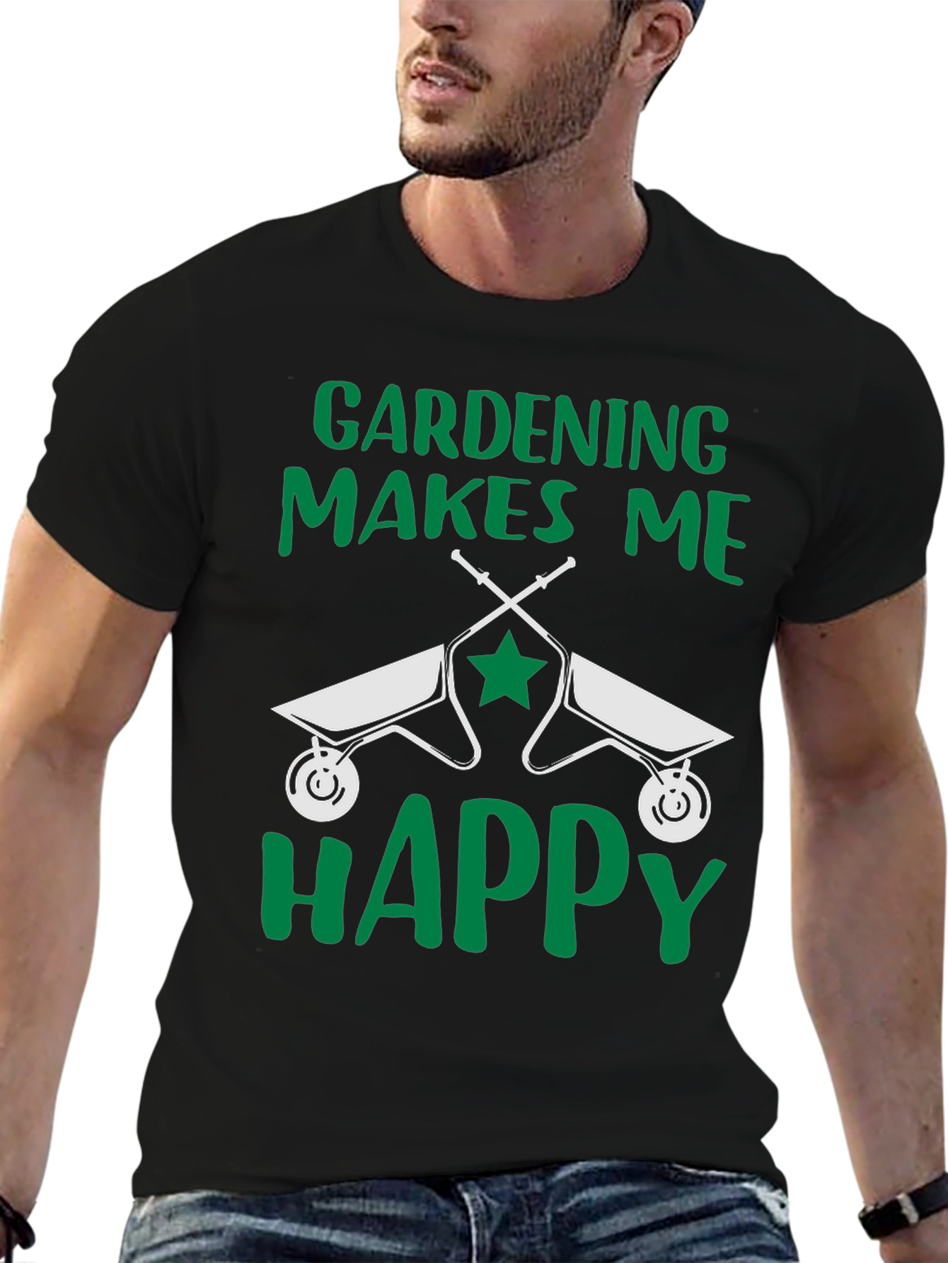 Gardening Makes Me Happy T-Shirt Funny Gardener Tee