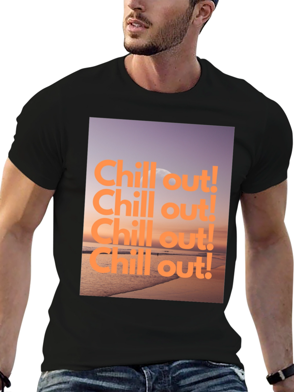 Chill Out Beach Graphic Tee - Relaxed Style