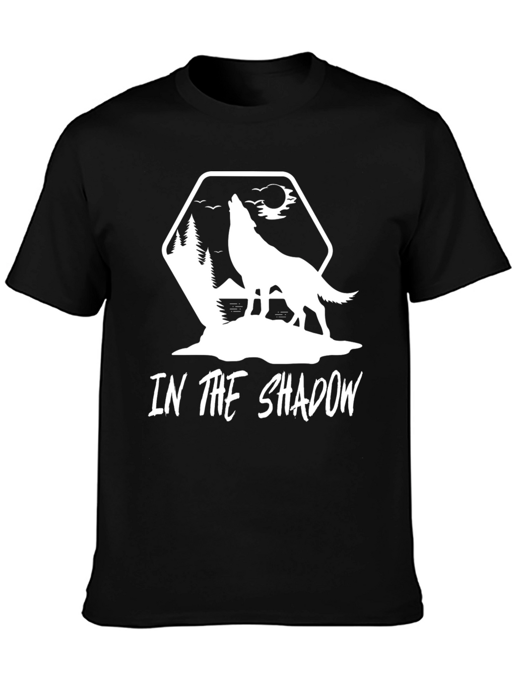Shadow Wolf Graphic Tee - Black