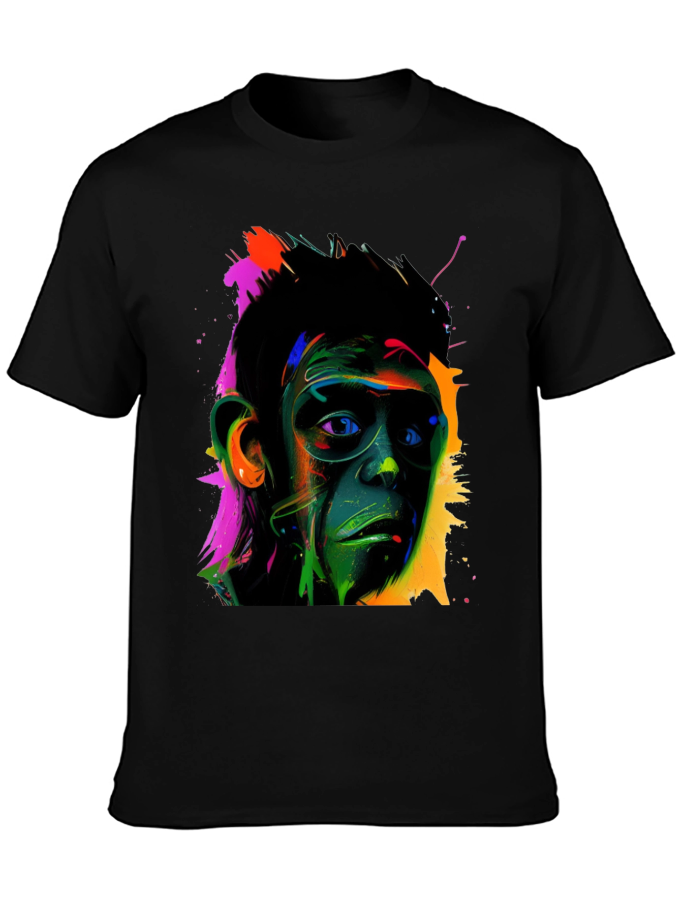 Colorful Monkey Face Graphic T-Shirt