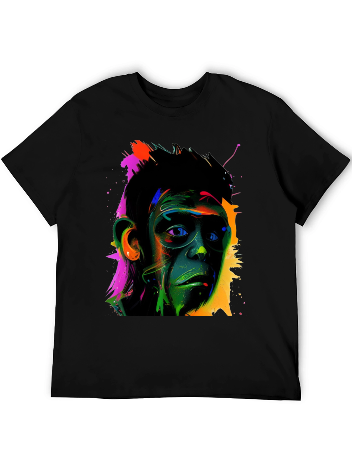 Colorful Monkey Face Graphic T-Shirt