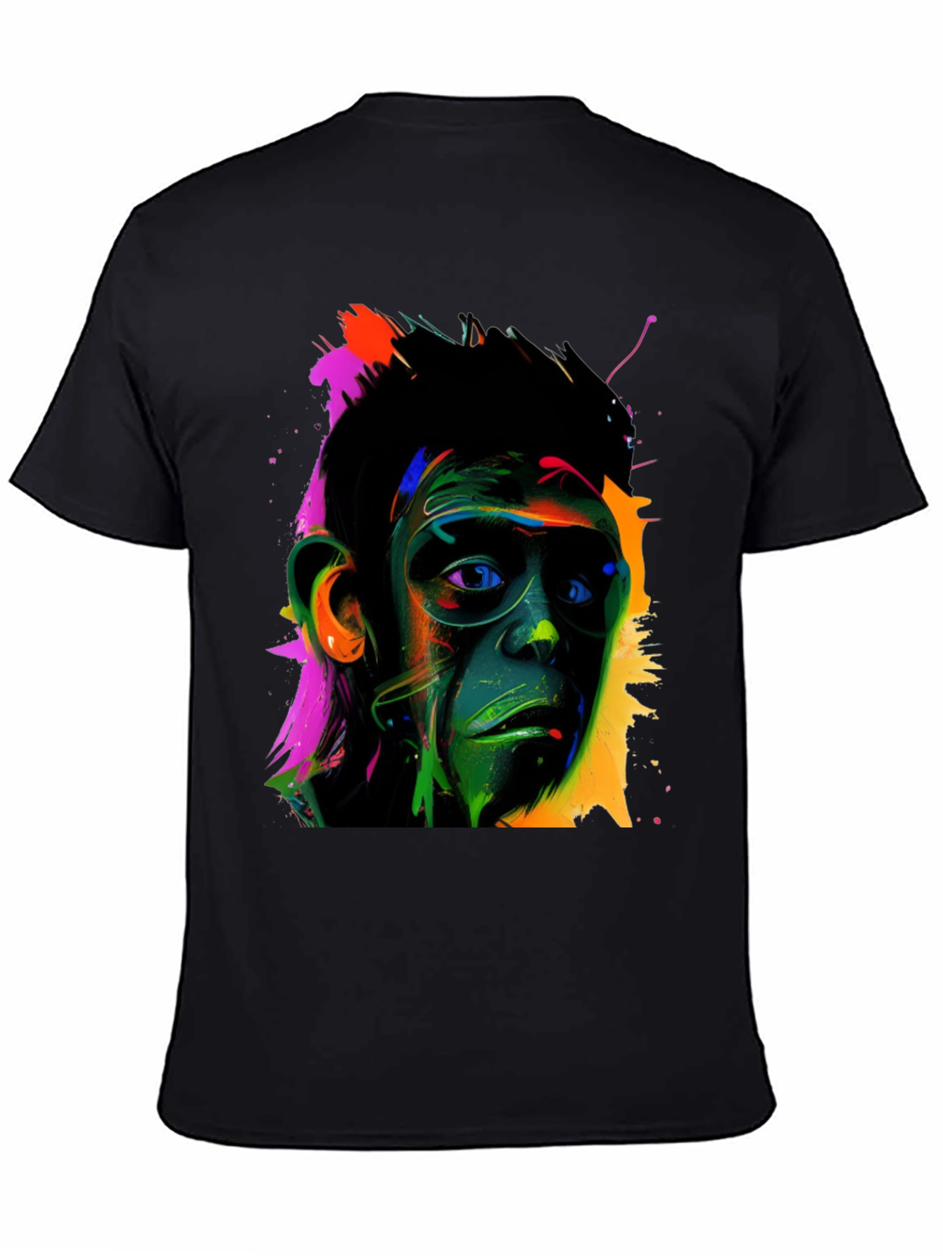 Colorful Monkey Face Graphic T-Shirt