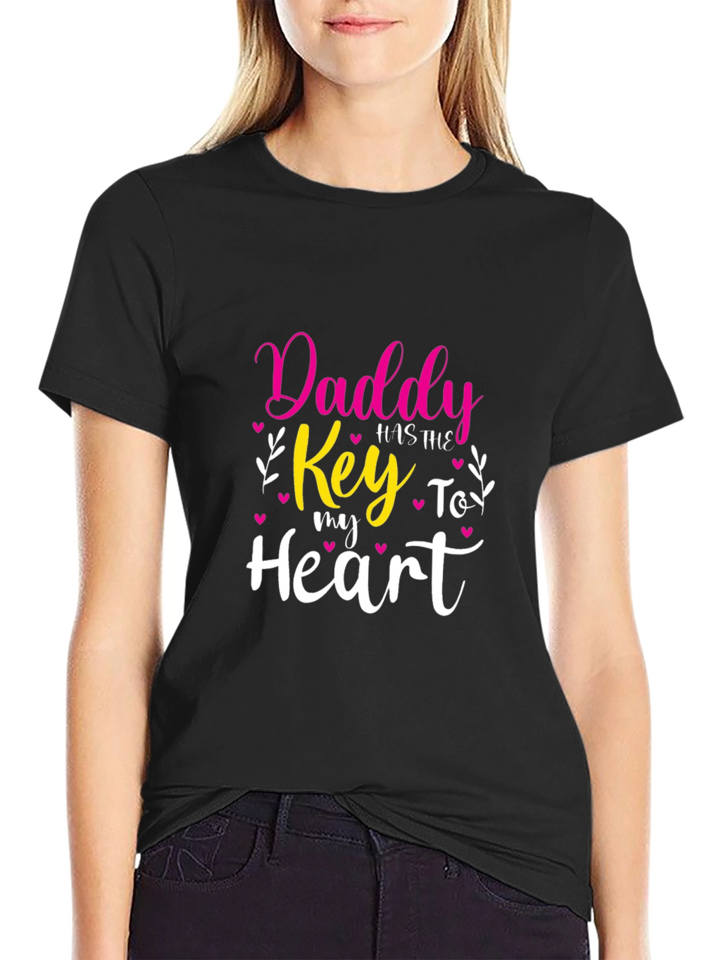Daddys Key to My Heart T-Shirt - Black