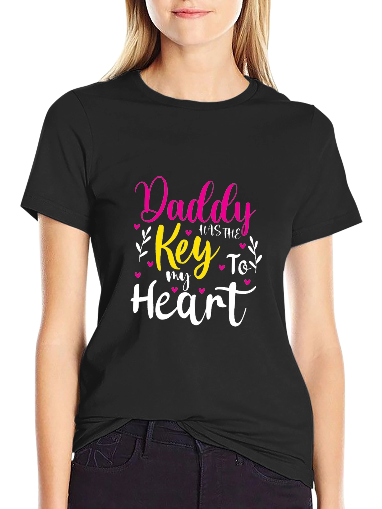 Daddys Key to My Heart T-Shirt - Black