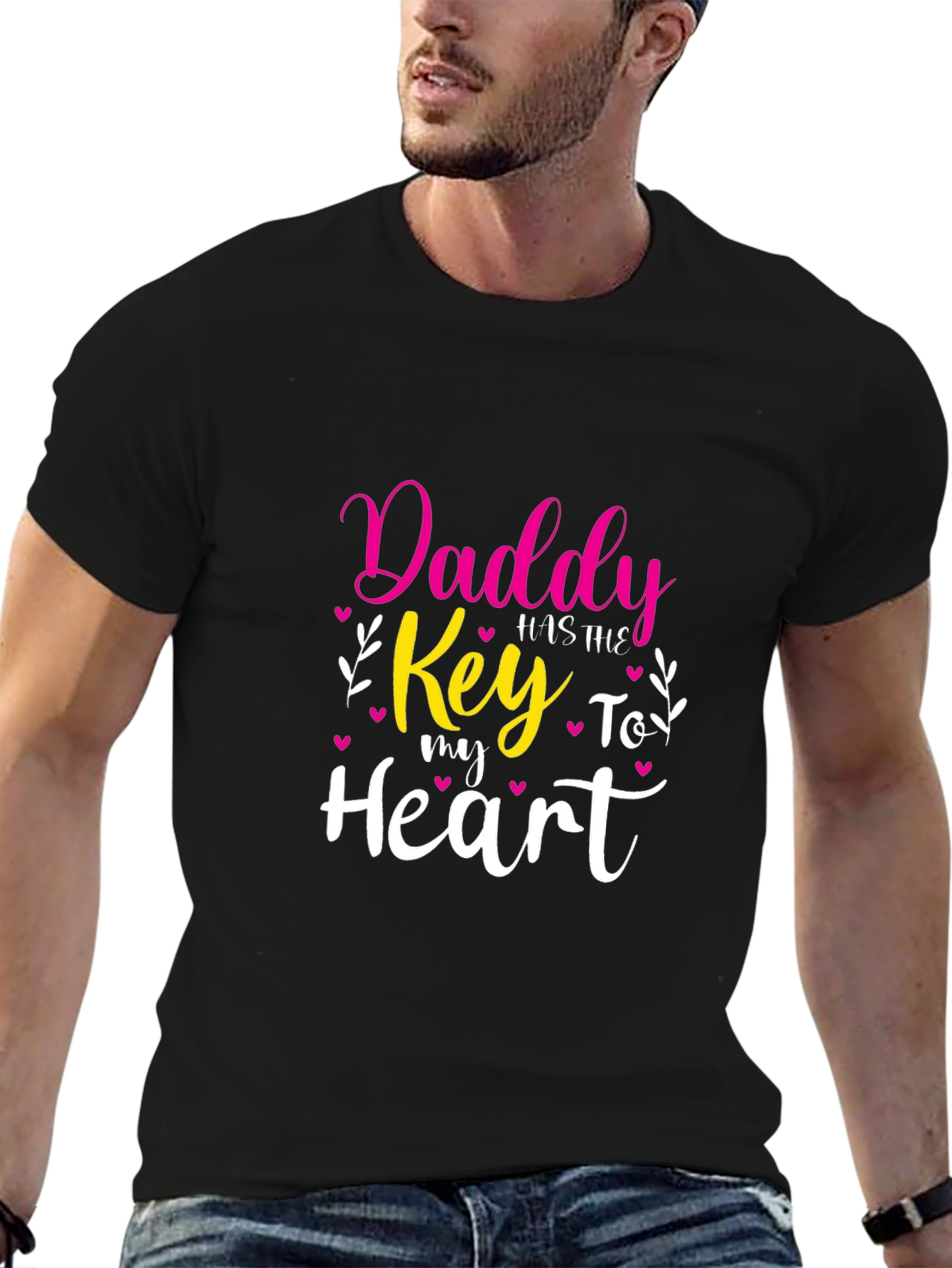 Daddys Key to My Heart T-Shirt - Black