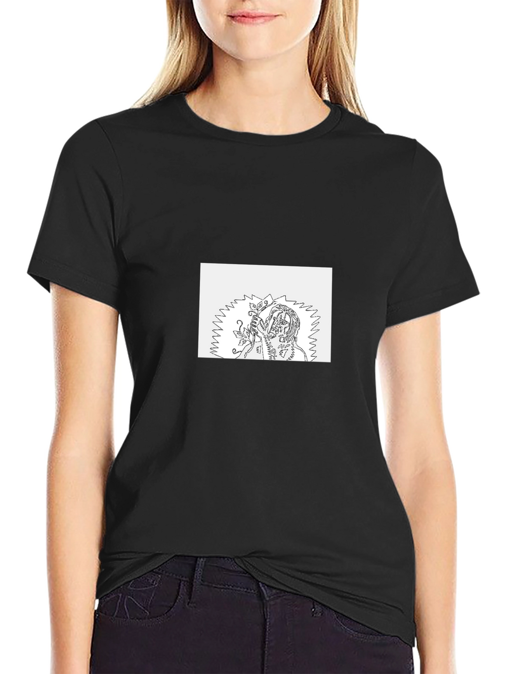 Black Tee with Unique Graphic Print