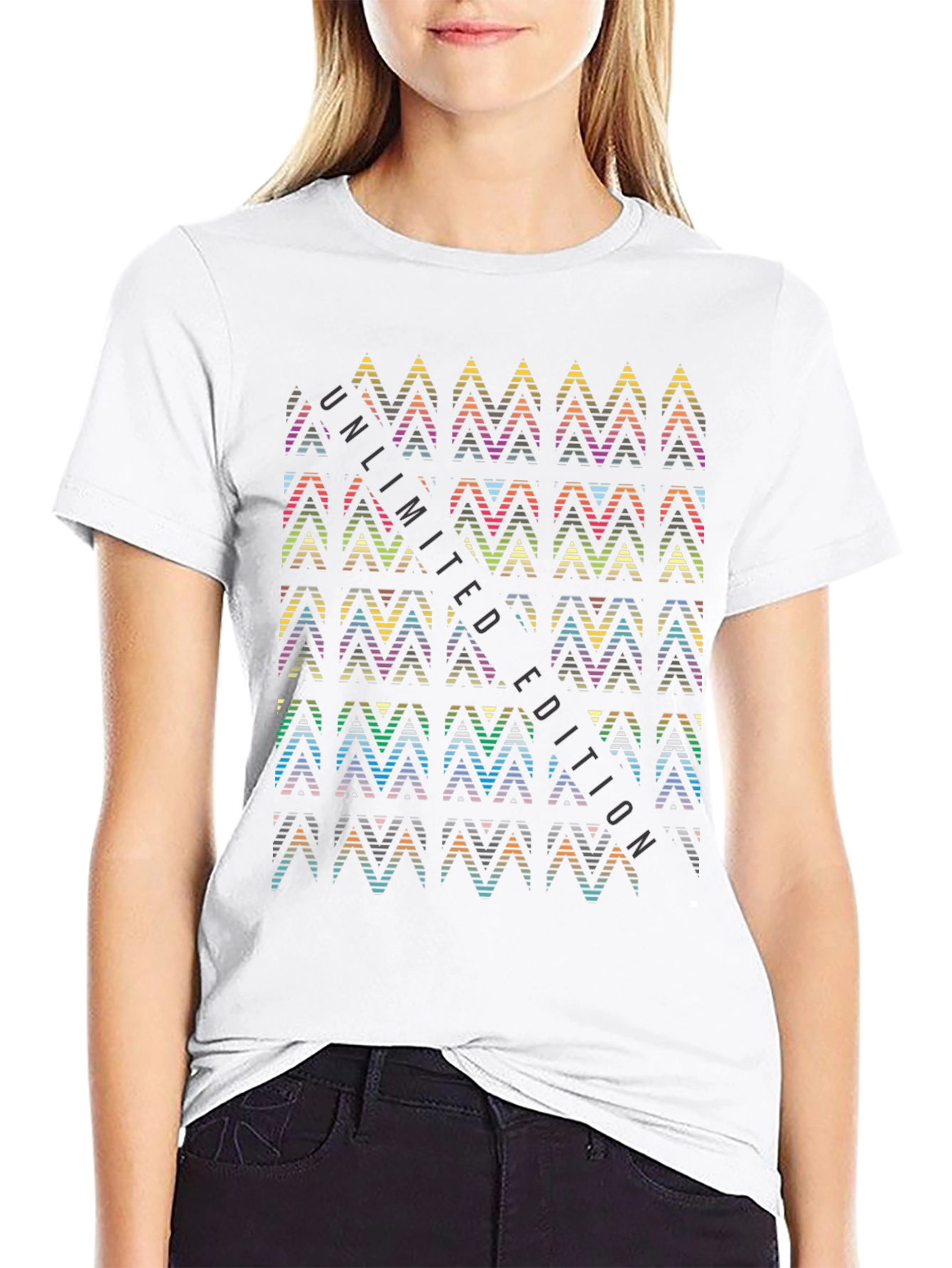 Geometric Chevron Black Tee - Unlimited Edition