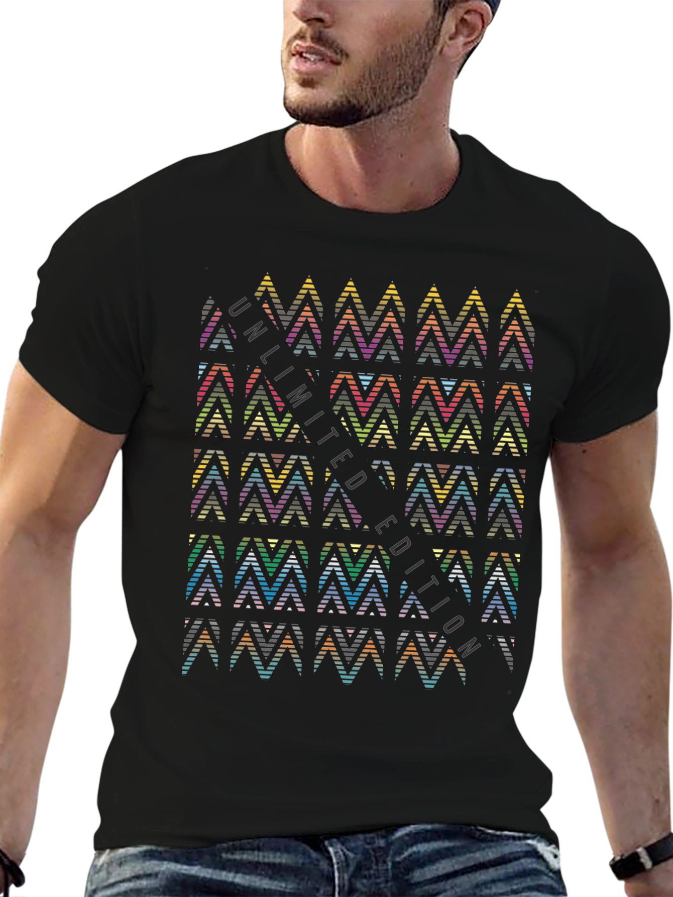 Geometric Chevron Black Tee - Unlimited Edition