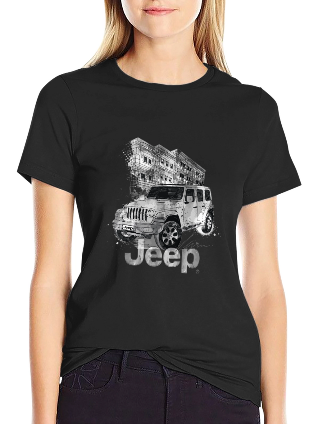 Jeep Graphic Tee - Black Cotton Blend T-Shirt
