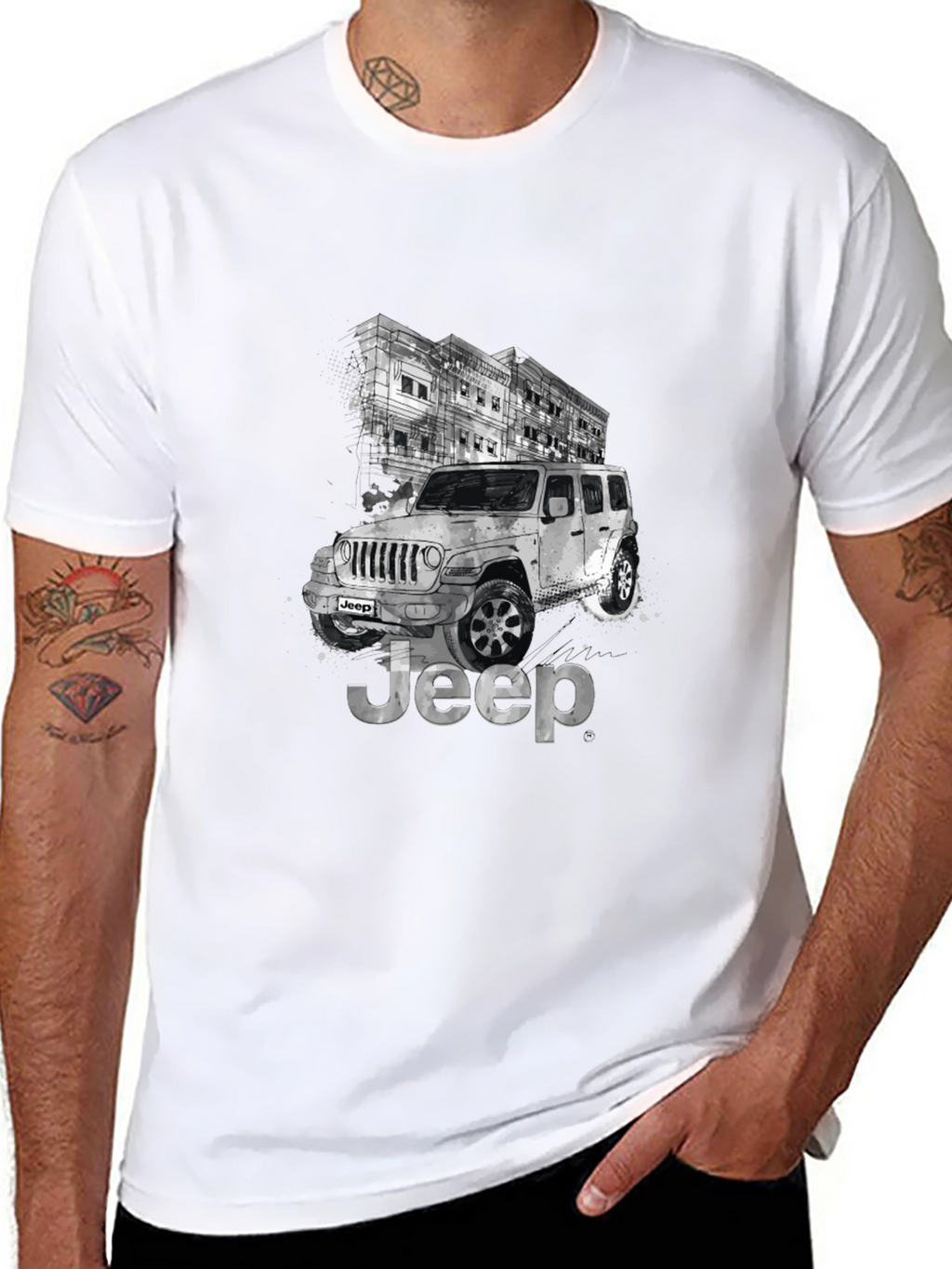 Jeep Graphic Tee - Black Cotton Blend T-Shirt