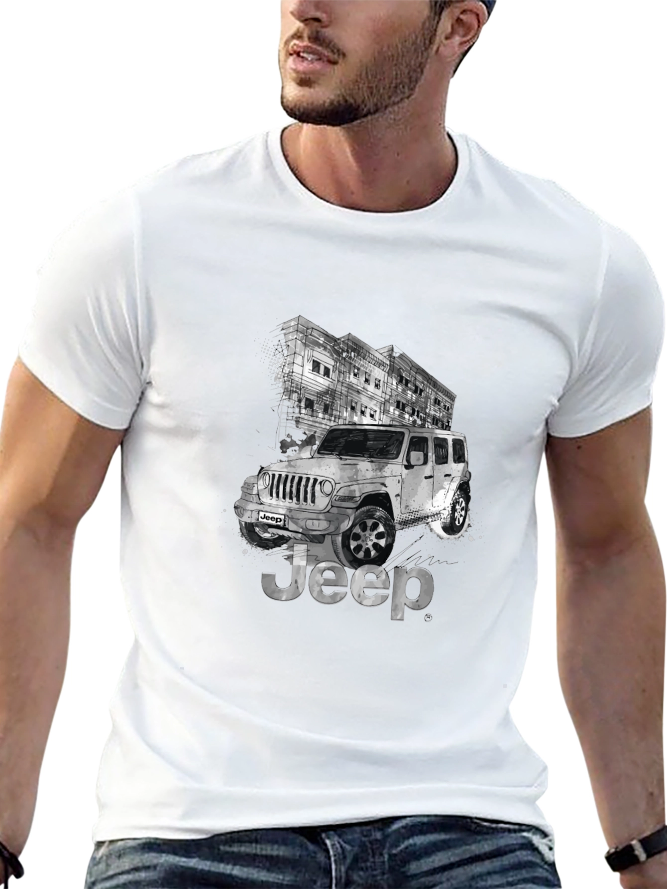 Jeep Graphic Tee - Black Cotton Blend T-Shirt