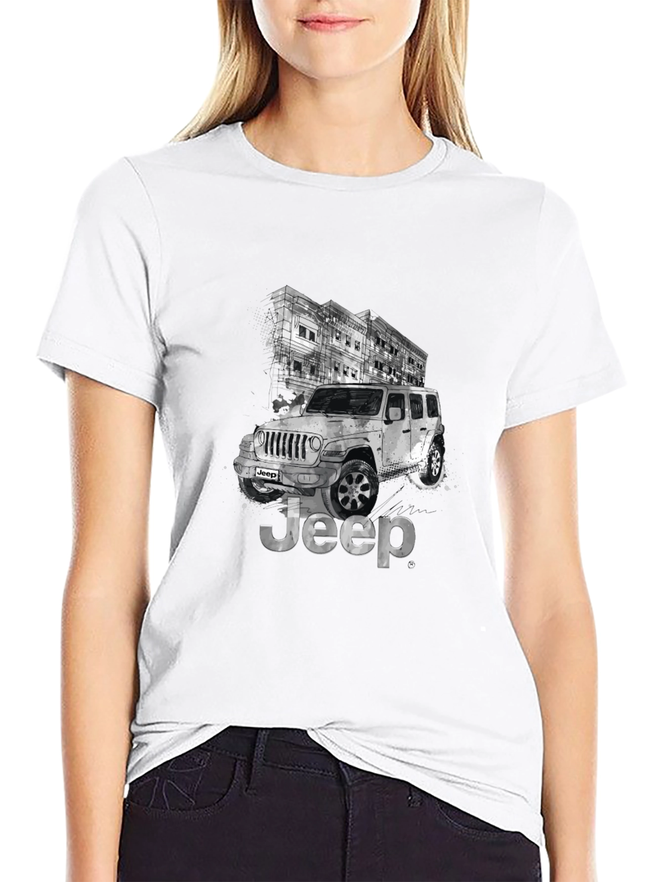 Jeep Graphic Tee - Black Cotton Blend T-Shirt