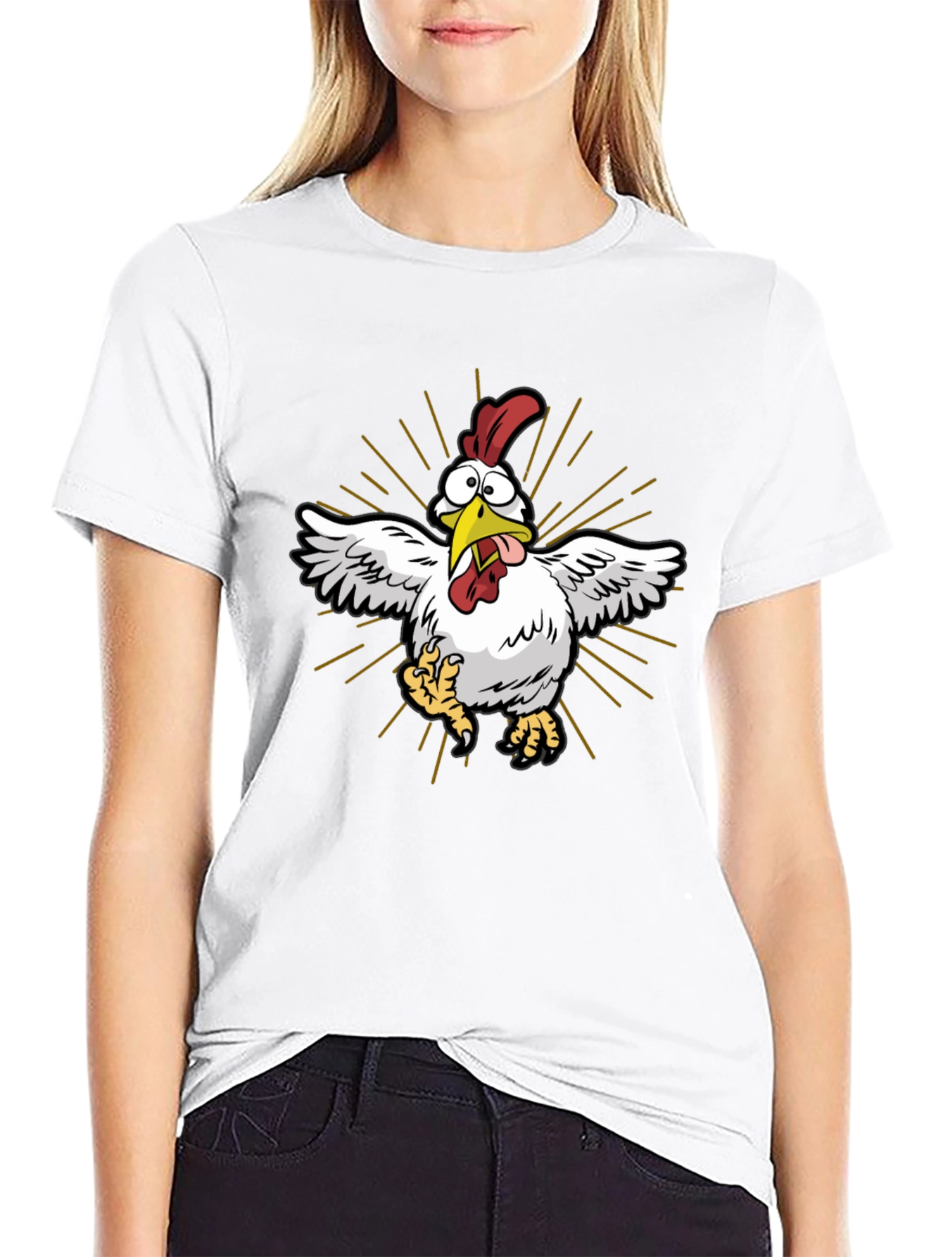 Funny Chicken Graphic Tee - Mens Black T-Shirt