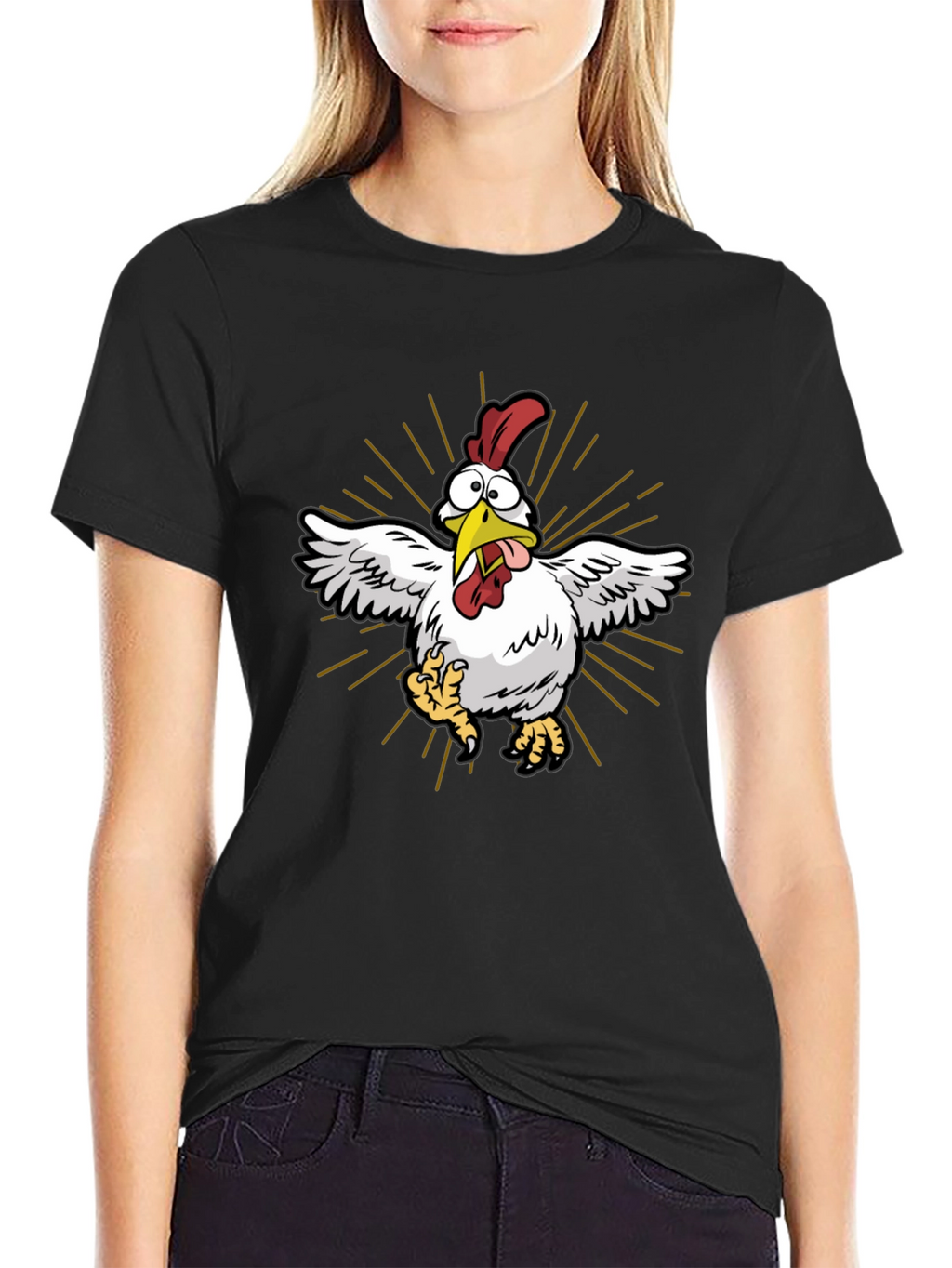 Funny Chicken Graphic Tee - Mens Black T-Shirt