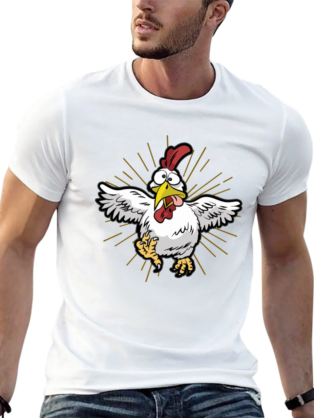 Funny Chicken Graphic Tee - Mens Black T-Shirt
