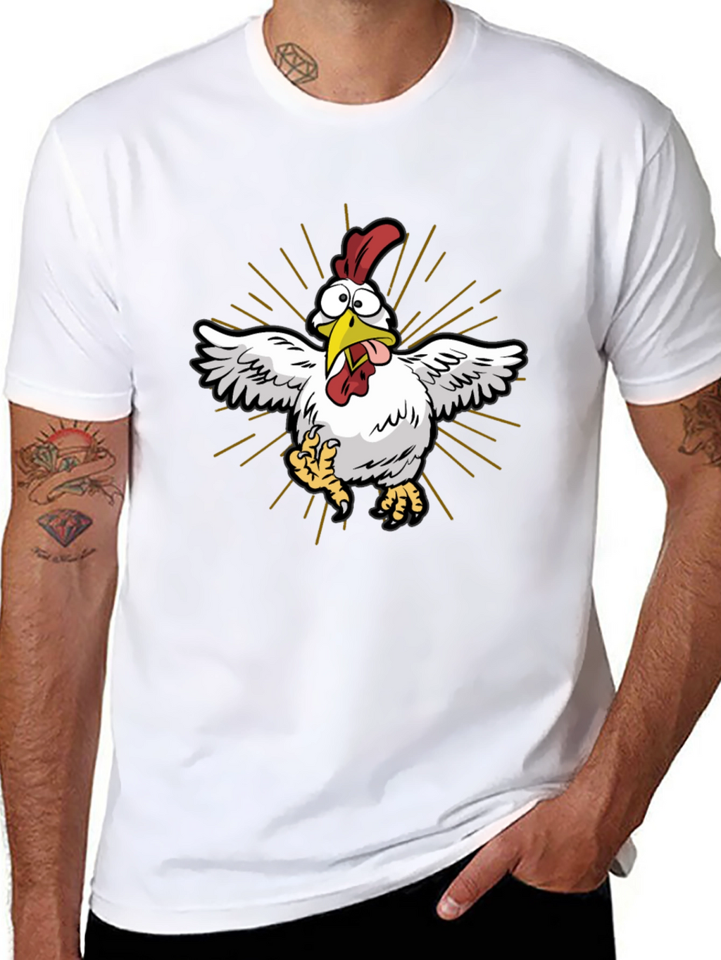Funny Chicken Graphic Tee - Mens Black T-Shirt