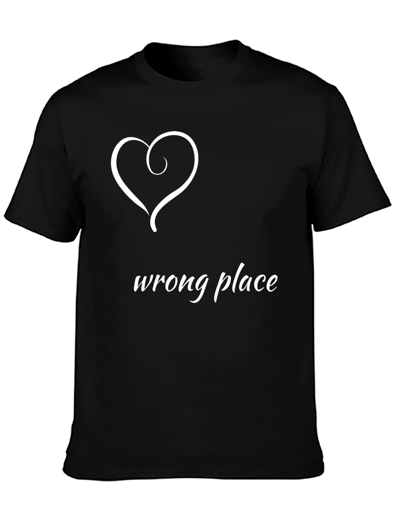 Wrong Place Heart Graphic Black T-Shirt