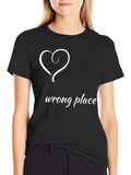 Wrong Place Heart Graphic Black T-Shirt