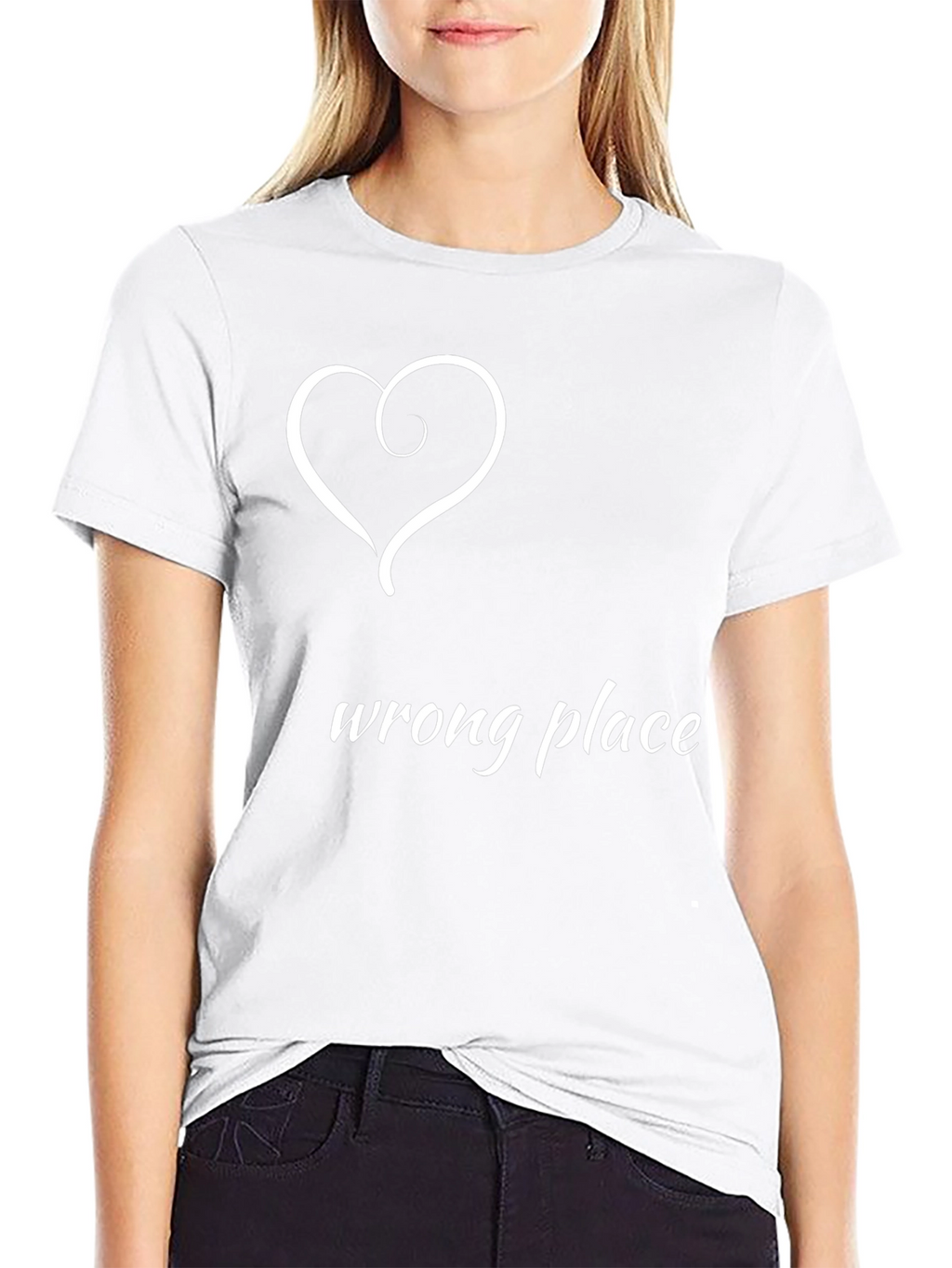Wrong Place Heart Graphic Black T-Shirt