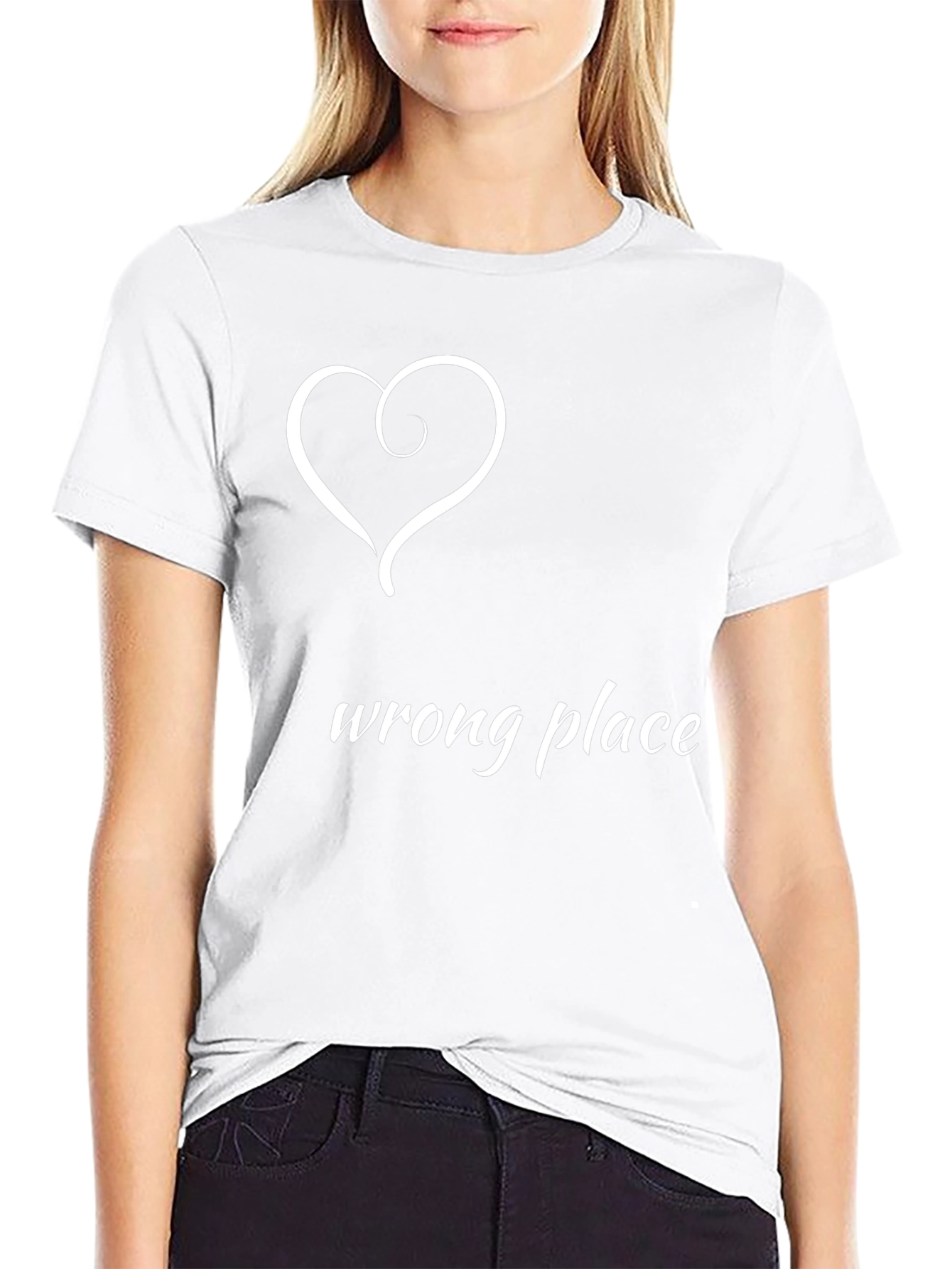 Wrong Place Heart Graphic Black T-Shirt
