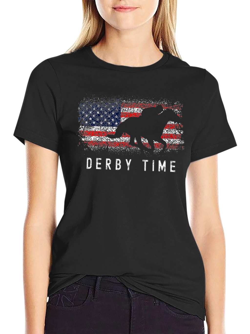 Derby Time American Flag Horse Race T-Shirt