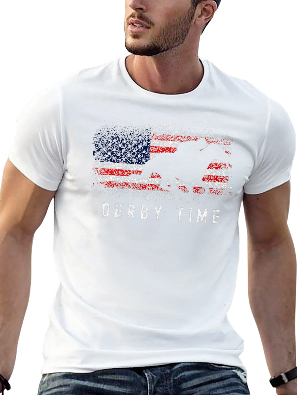 Derby Time American Flag Horse Race T-Shirt