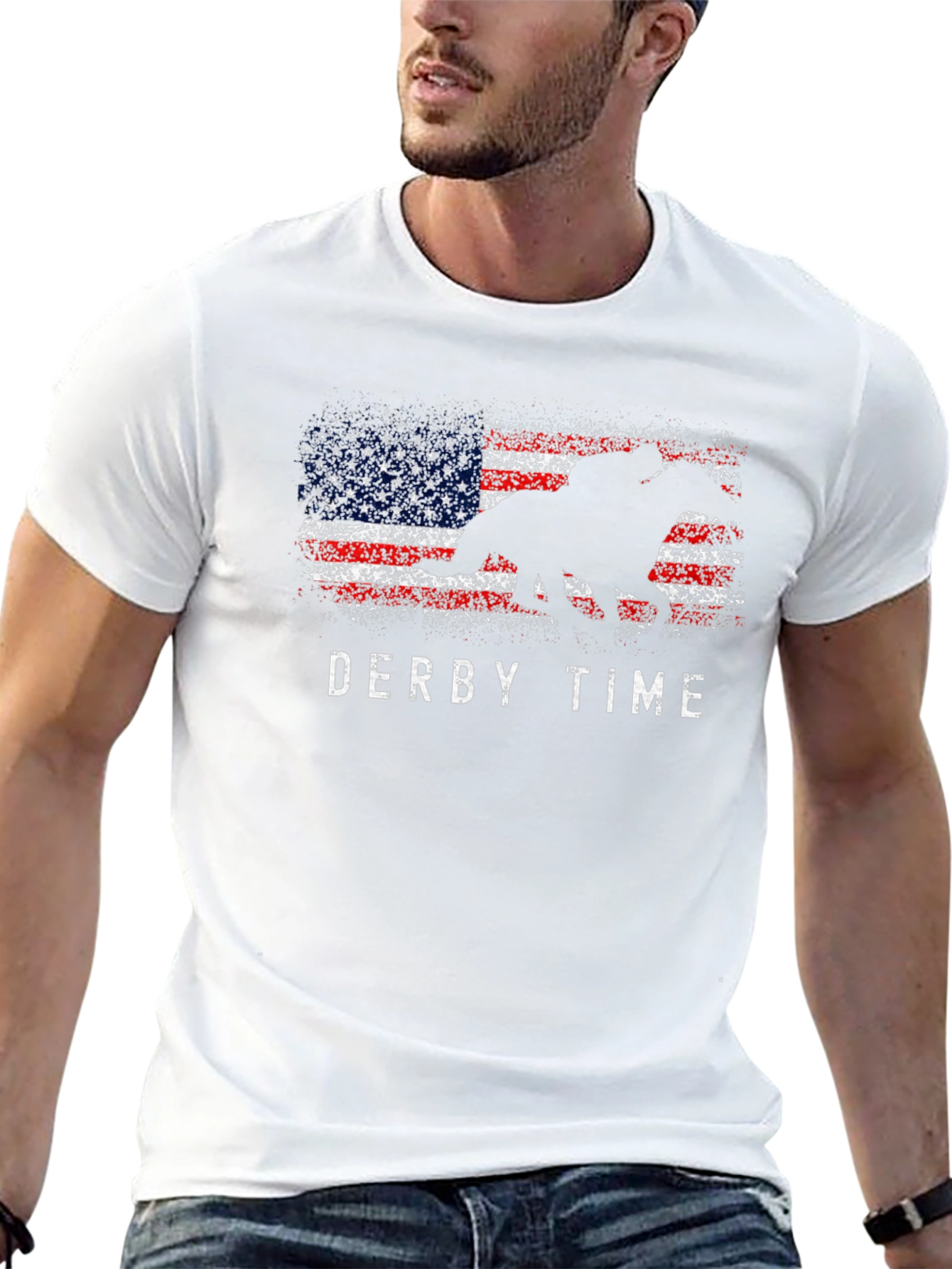 Derby Time American Flag Horse Race T-Shirt