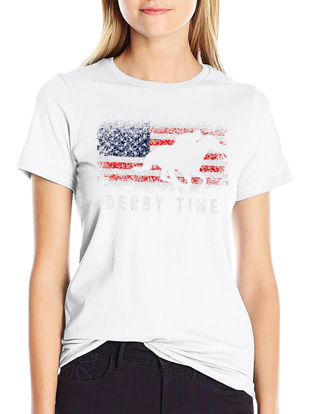 Derby Time American Flag Horse Race T-Shirt