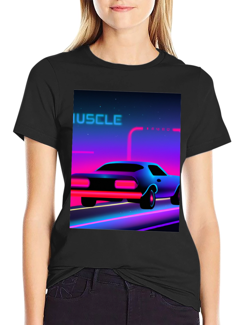 Retro Muscle Car Graphic Tee - Black
