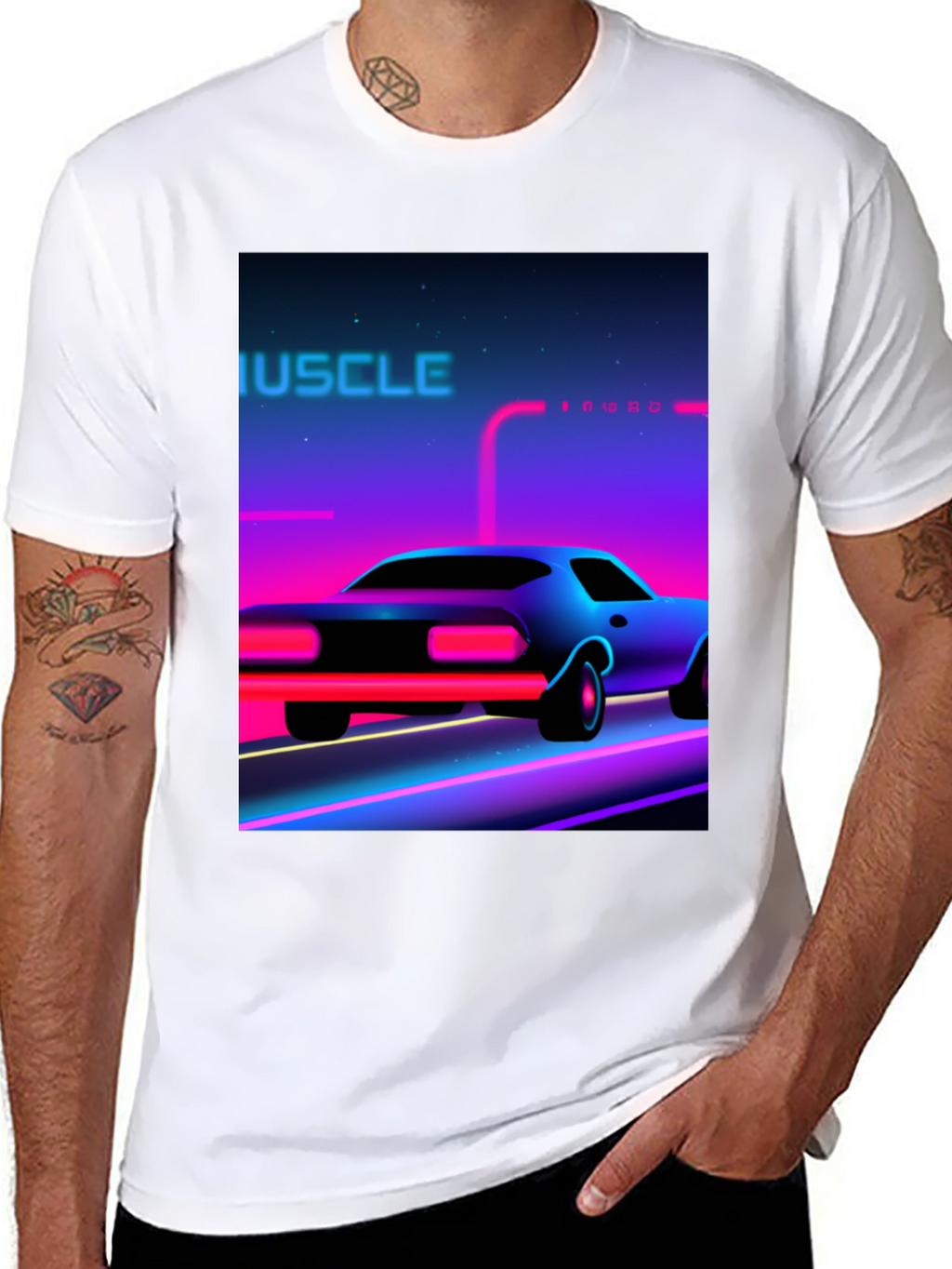 Retro Muscle Car Graphic Tee - Black