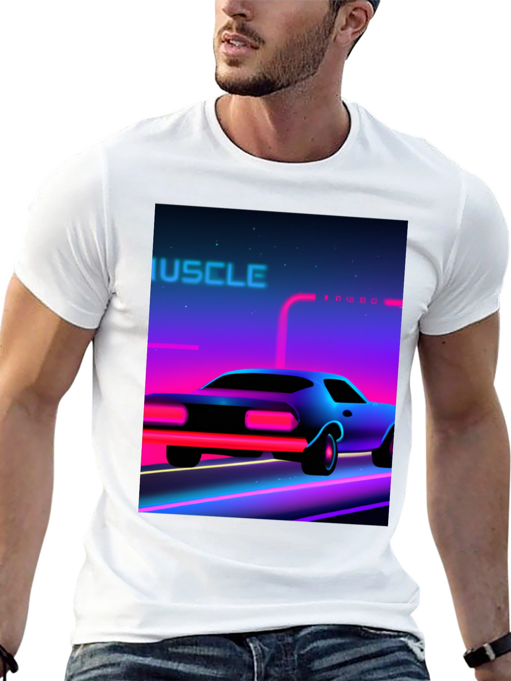 Retro Muscle Car Graphic Tee - Black