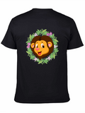Jungle Lion Graphic Tee - Black Cotton T-Shirt