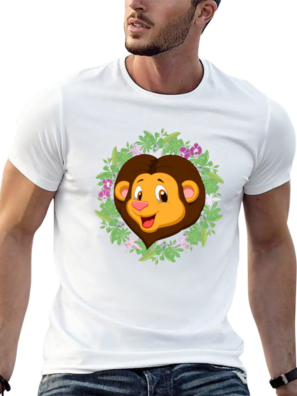 Jungle Lion Graphic Tee - Black Cotton T-Shirt