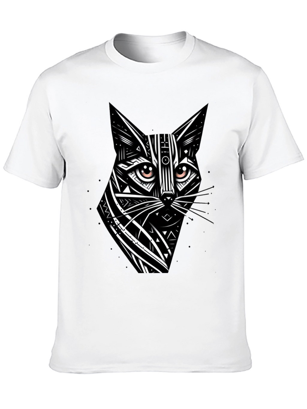 Tribal Cat Graphic Black T-Shirt