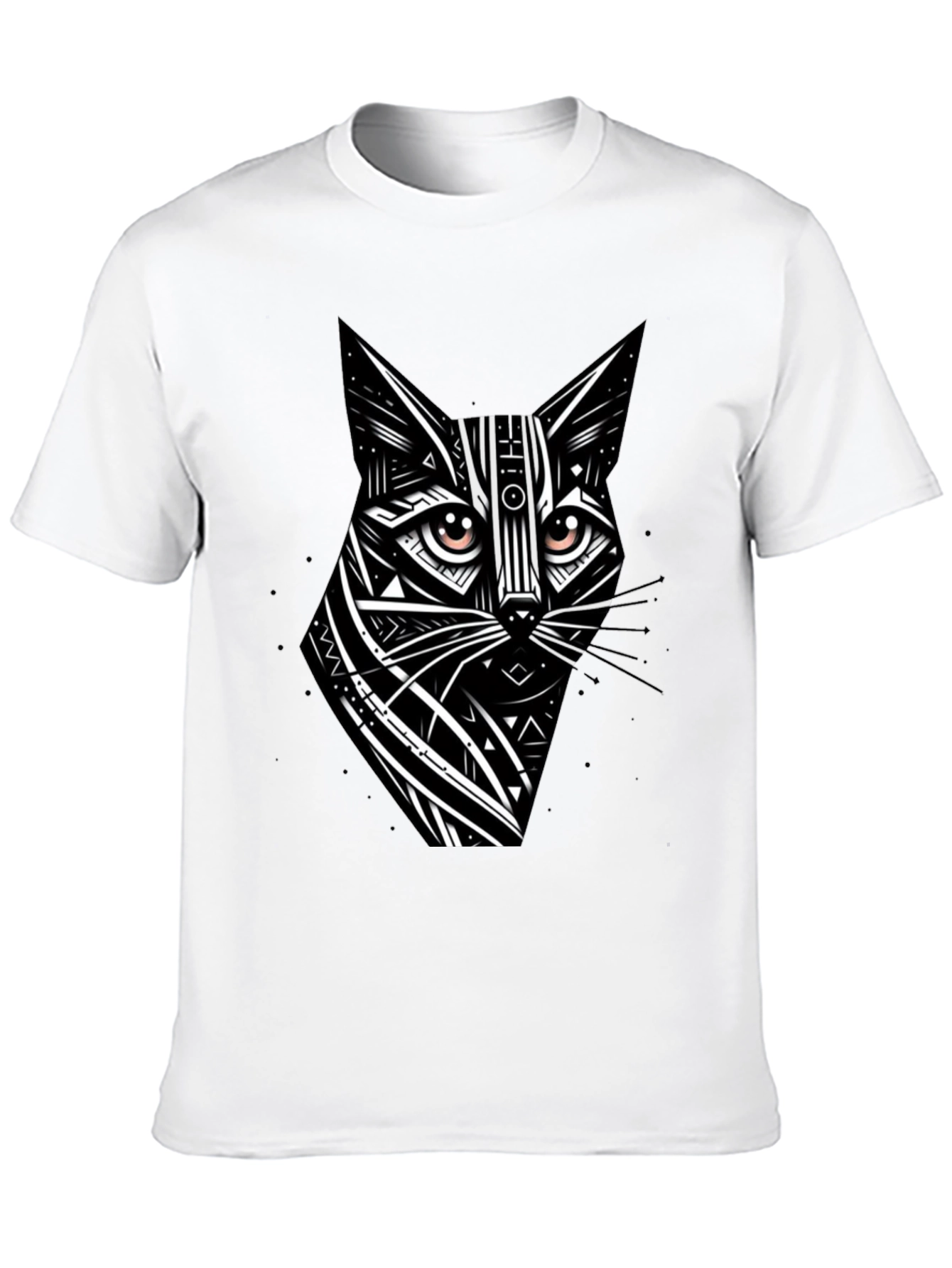 Tribal Cat Graphic Black T-Shirt