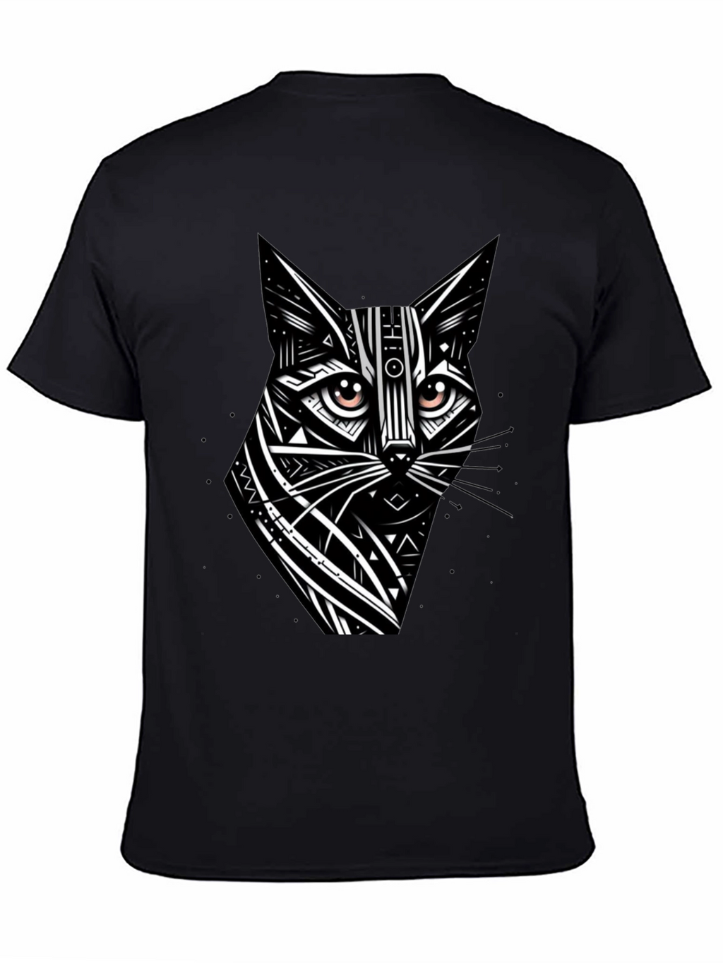 Tribal Cat Graphic Black T-Shirt
